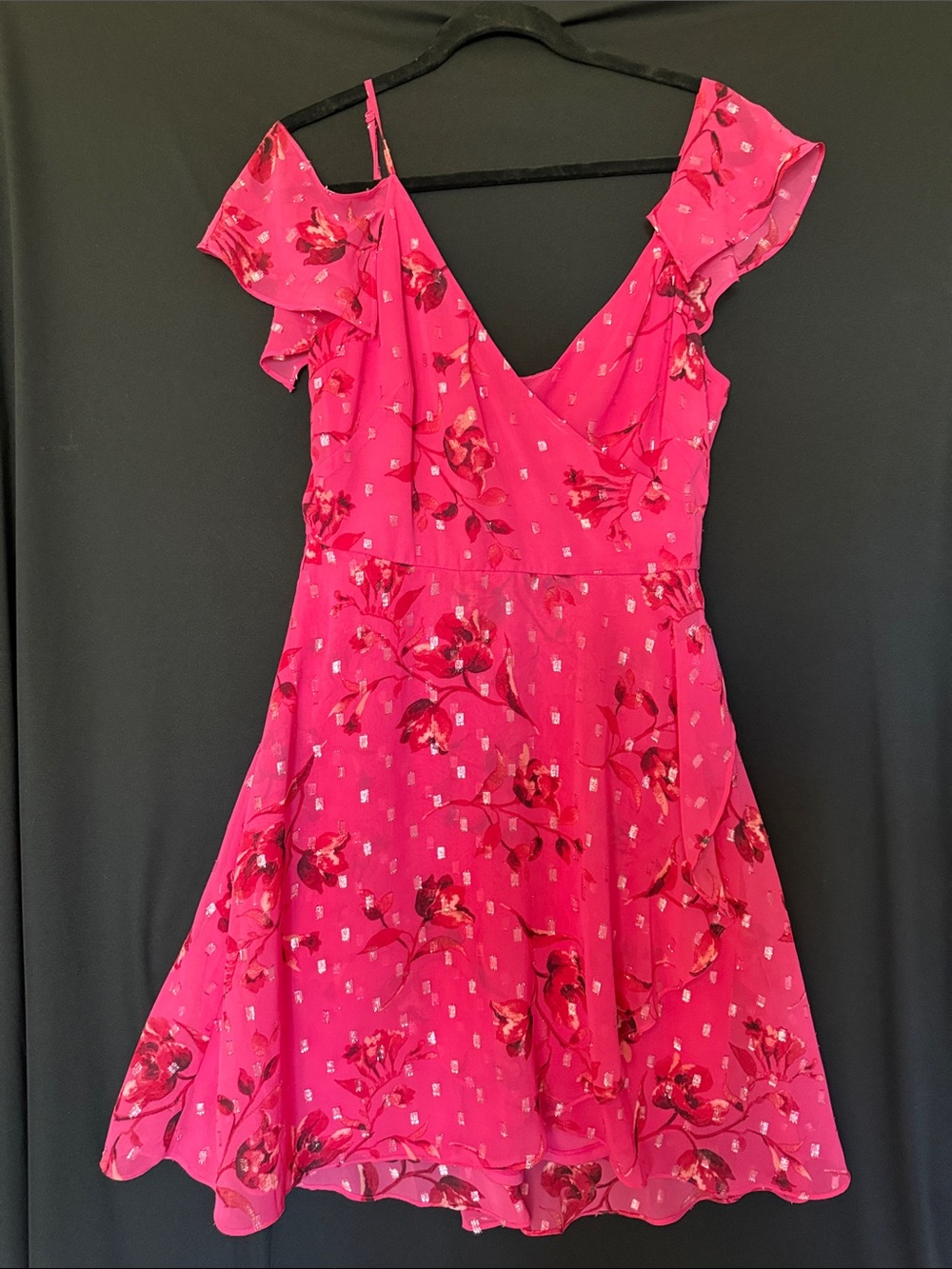 White House Black Market Hot Pink V-Neck Dress